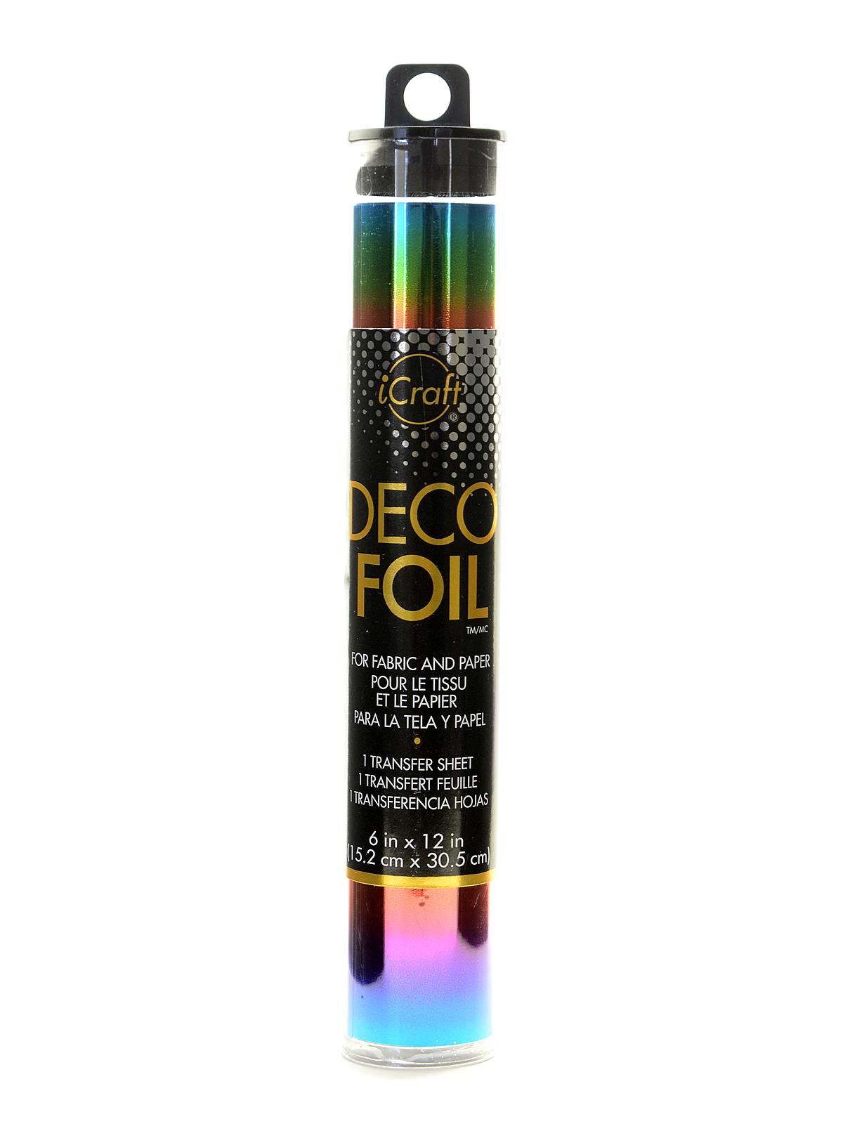 iCraft Deco Foil 6 in. x 12 in. pack of 5 sheets rainbow