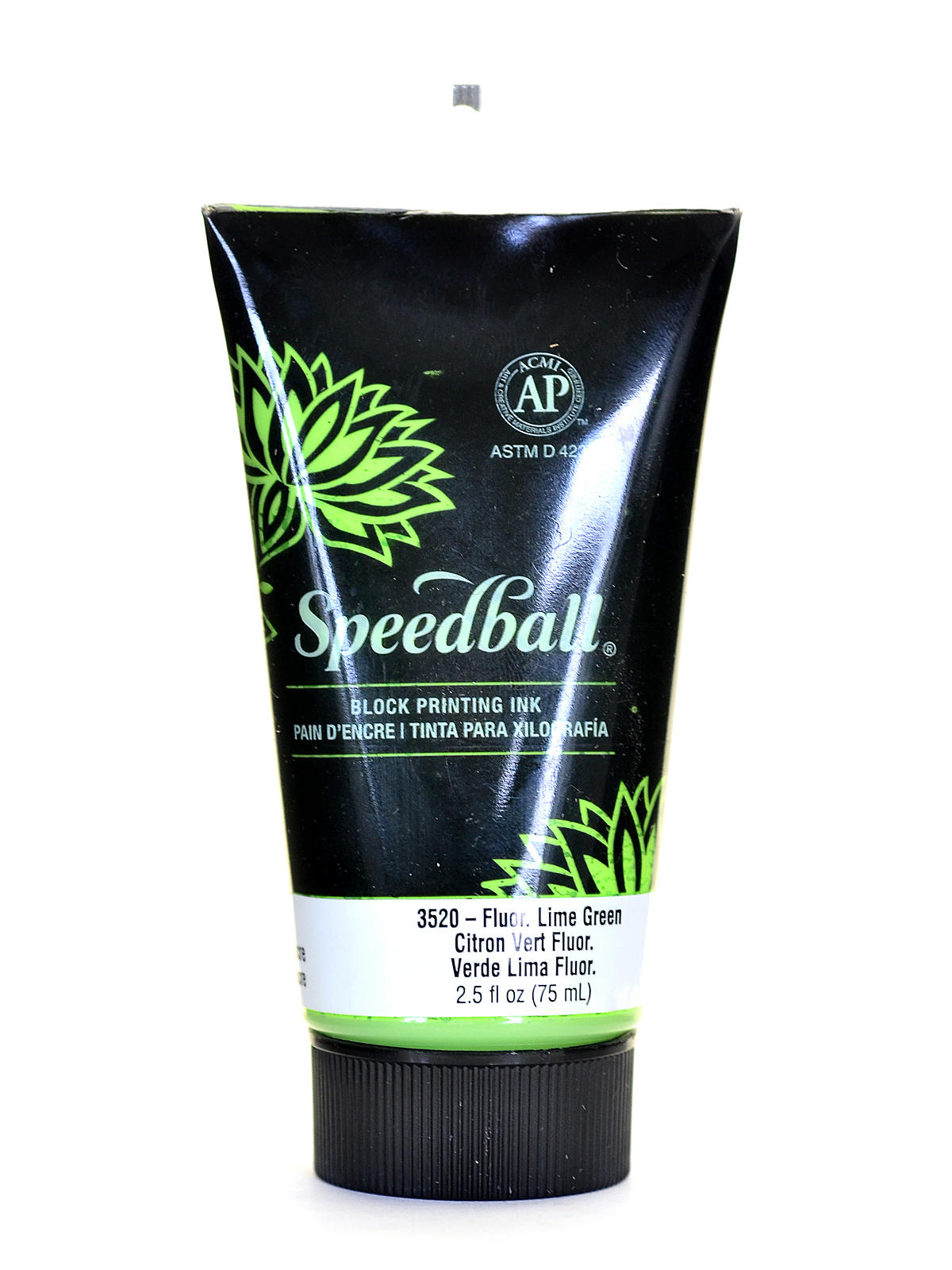 Block Printing Water Soluble Ink fluorescent lime green 2.5 oz.