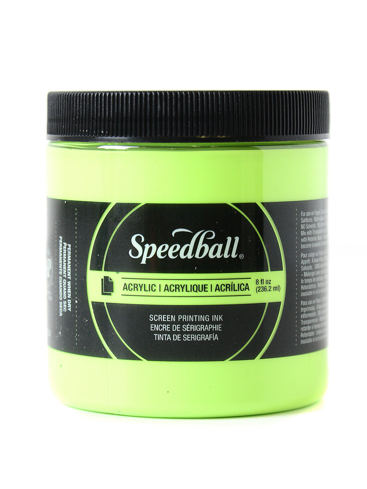 Acrylic Screen Printing Ink fluorescent lime green 8 oz.