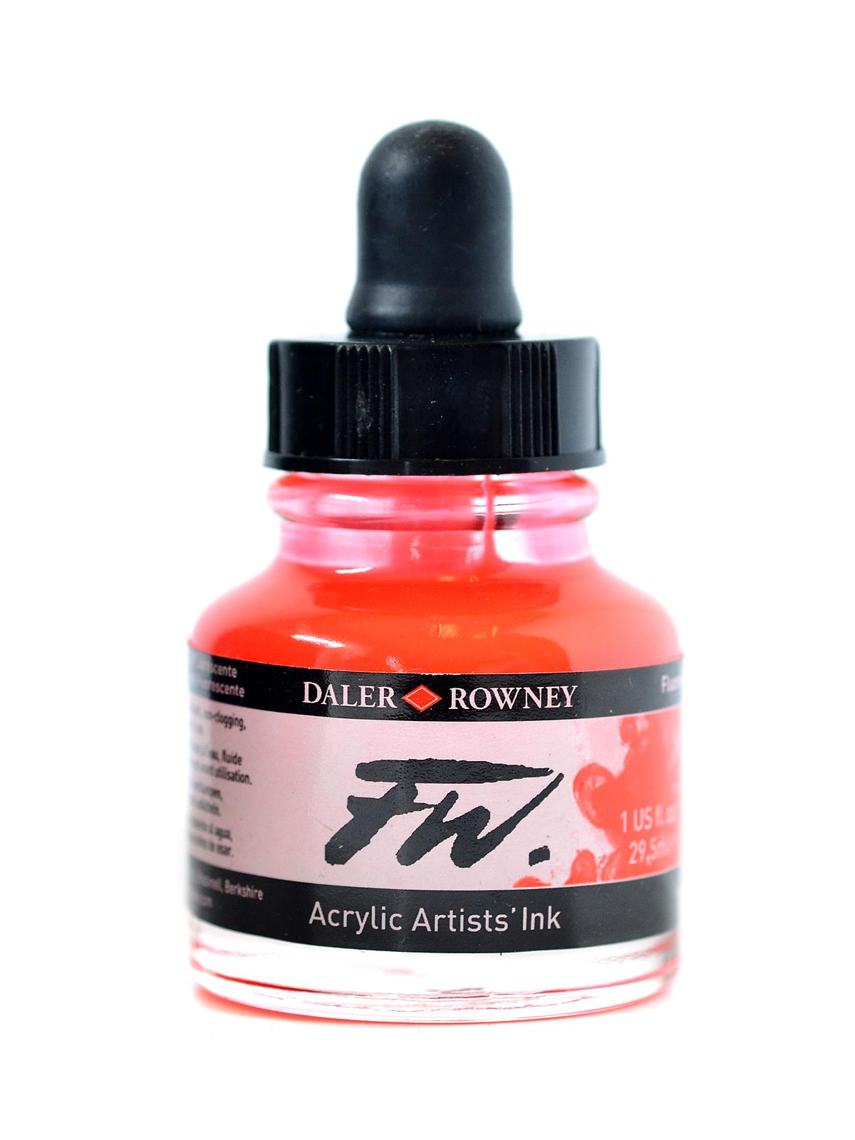 FW Artists' Ink fluorescent red 1 oz.