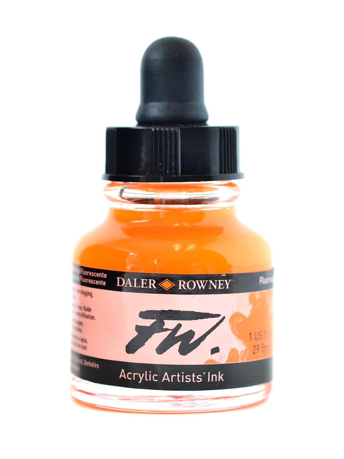 FW Artists' Ink fluorescent orange 1 oz.