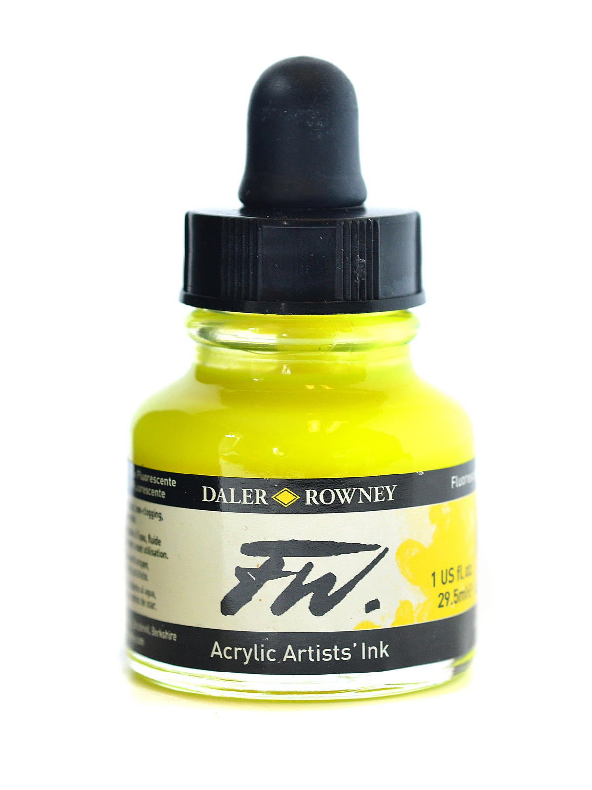 FW Artists' Ink fluorescent yellow 1 oz.