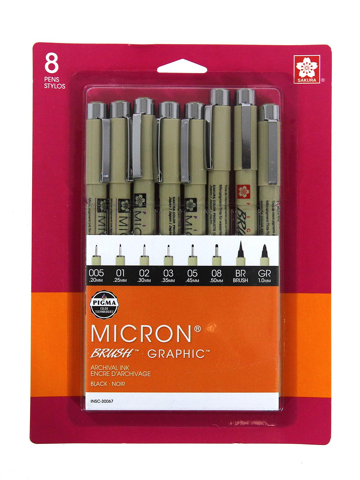 Pigma Pen Sets assorted blacks set of 8