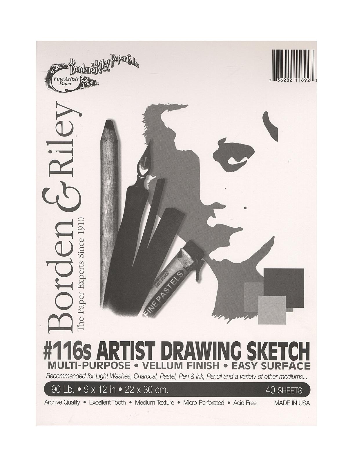 #116 Artist Drawing Sketch Vellum Pads 9 In. X 12 In. 40 Sheets Spiral Bound