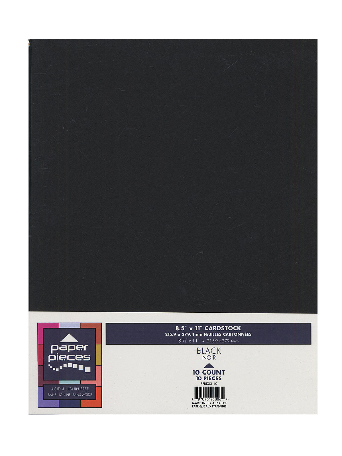 Paper Pieces Packaged Cardstock 8 1 2 In. X 11 In. Black Pack Of 10