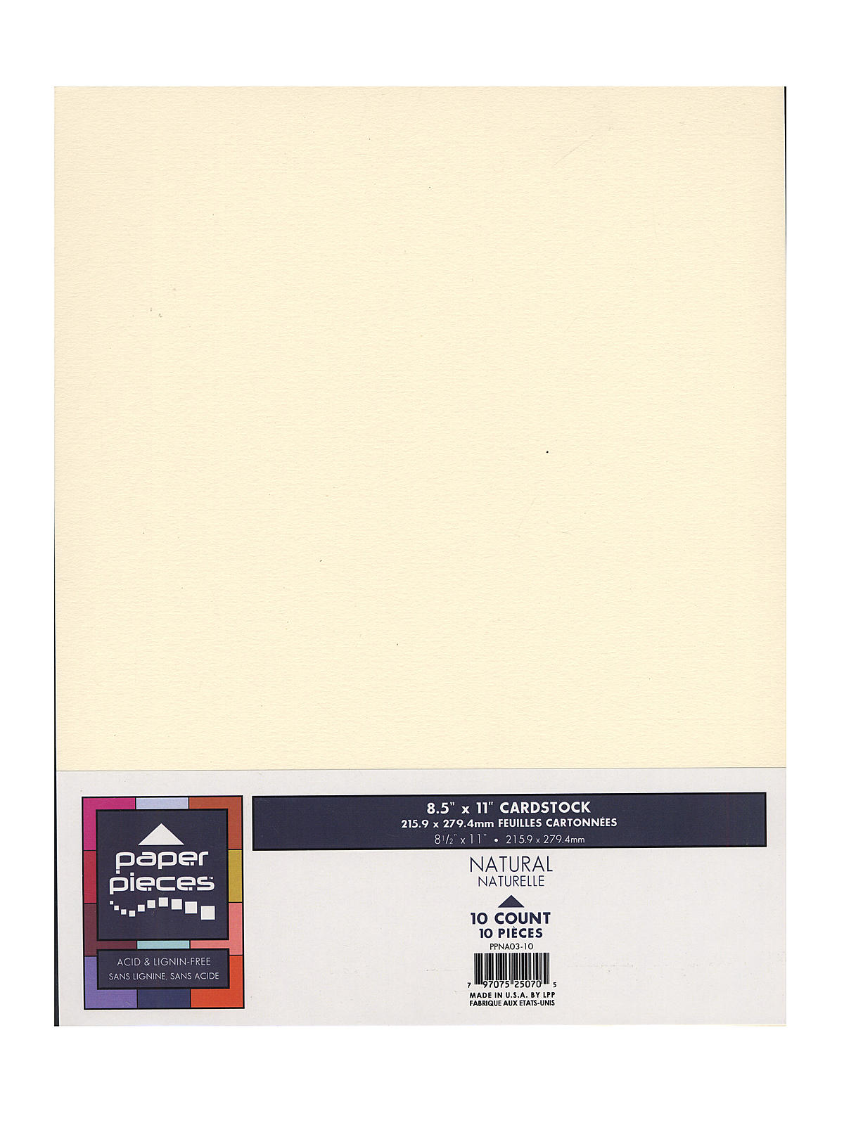Paper Pieces Packaged Cardstock 8 1 2 In. X 11 In. Natural Pack Of 10