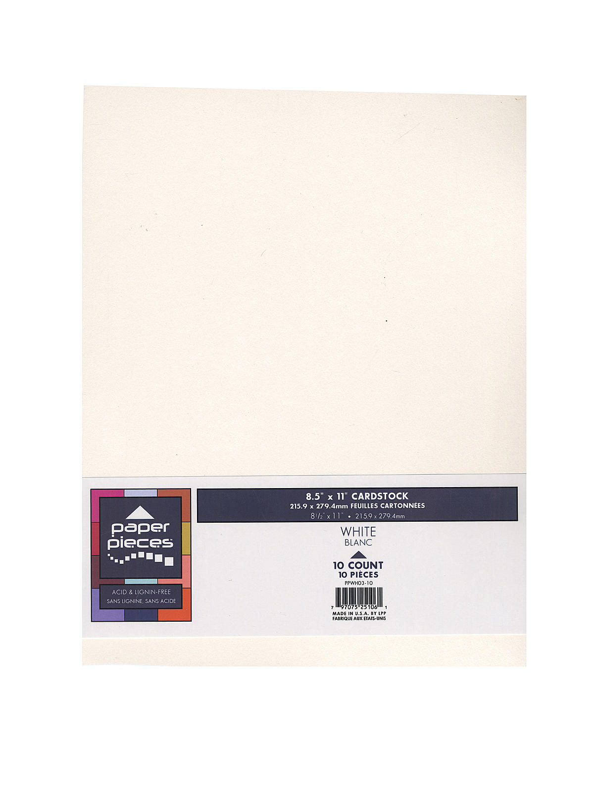 Paper Pieces Packaged Cardstock 8 1 2 In. X 11 In. White Pack Of 10