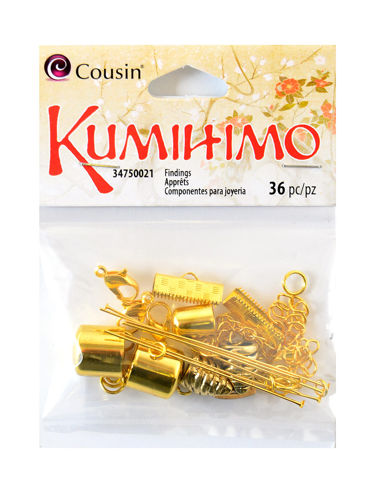 Kumihimo Assorted Metal Findings 28 pieces gold