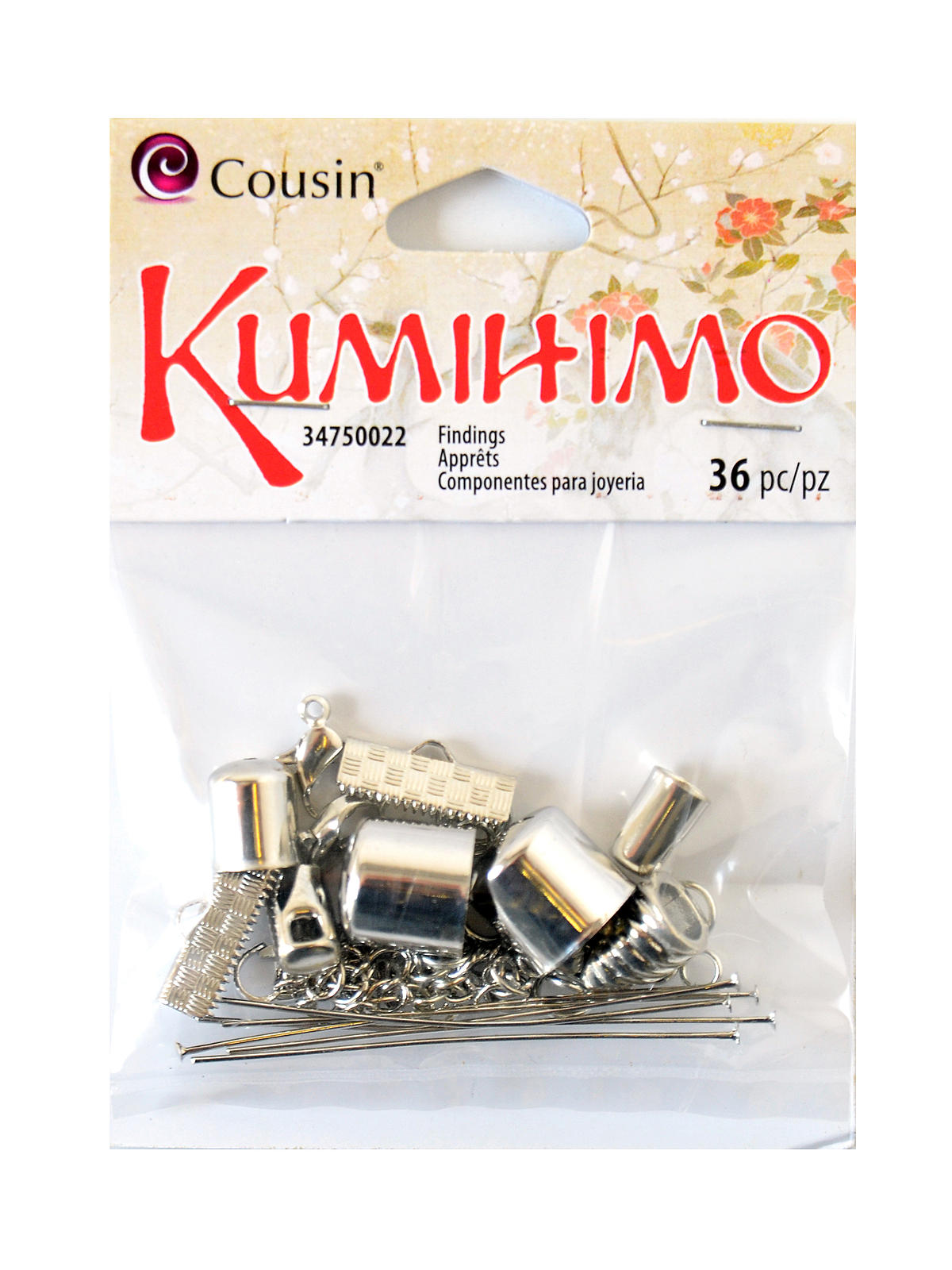 Kumihimo Assorted Metal Findings 28 Pieces Silver
