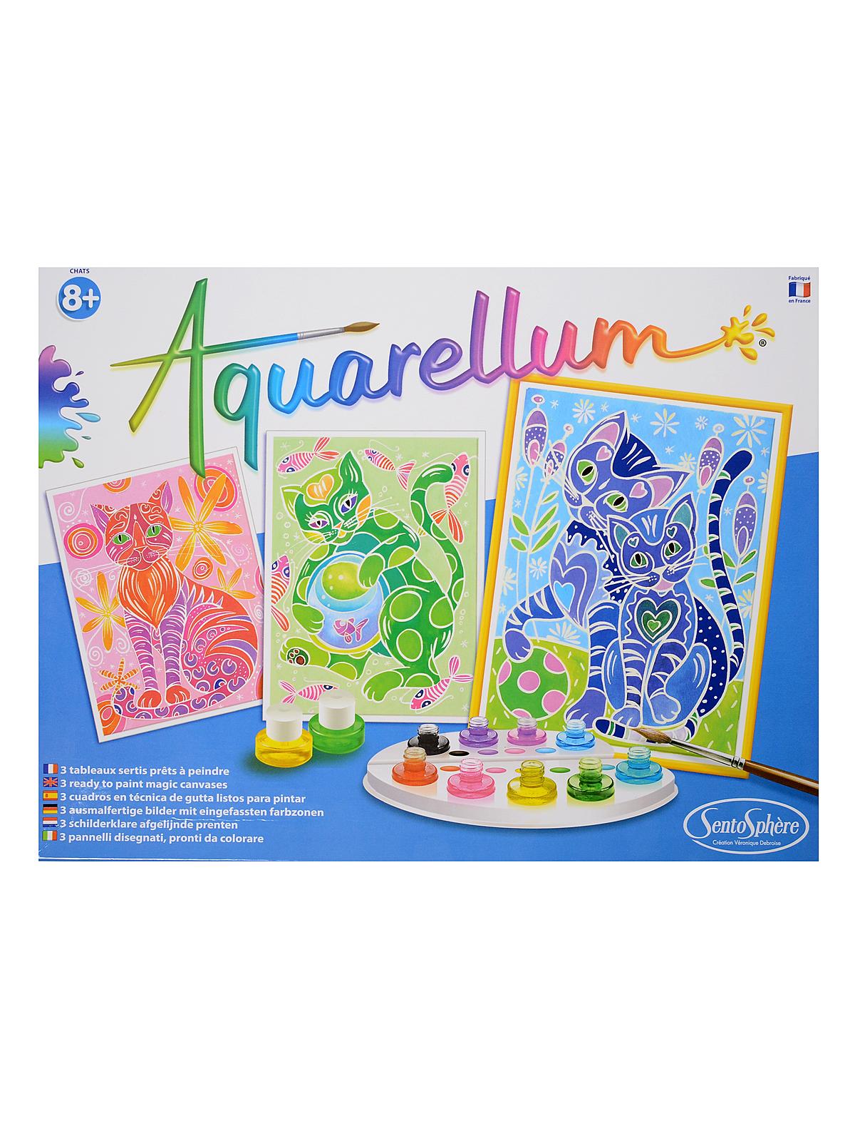 Aquarellum Large Sets Cats 12.8 In. X 9.8 In. Set Of 3