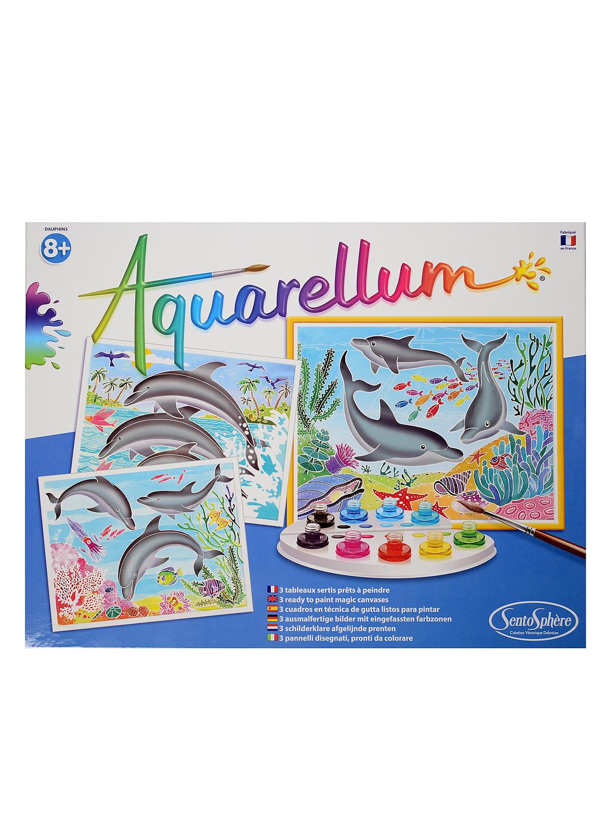 Aquarellum Large Sets Dolphins 12.8 In. X 9.8 In. Set Of 3