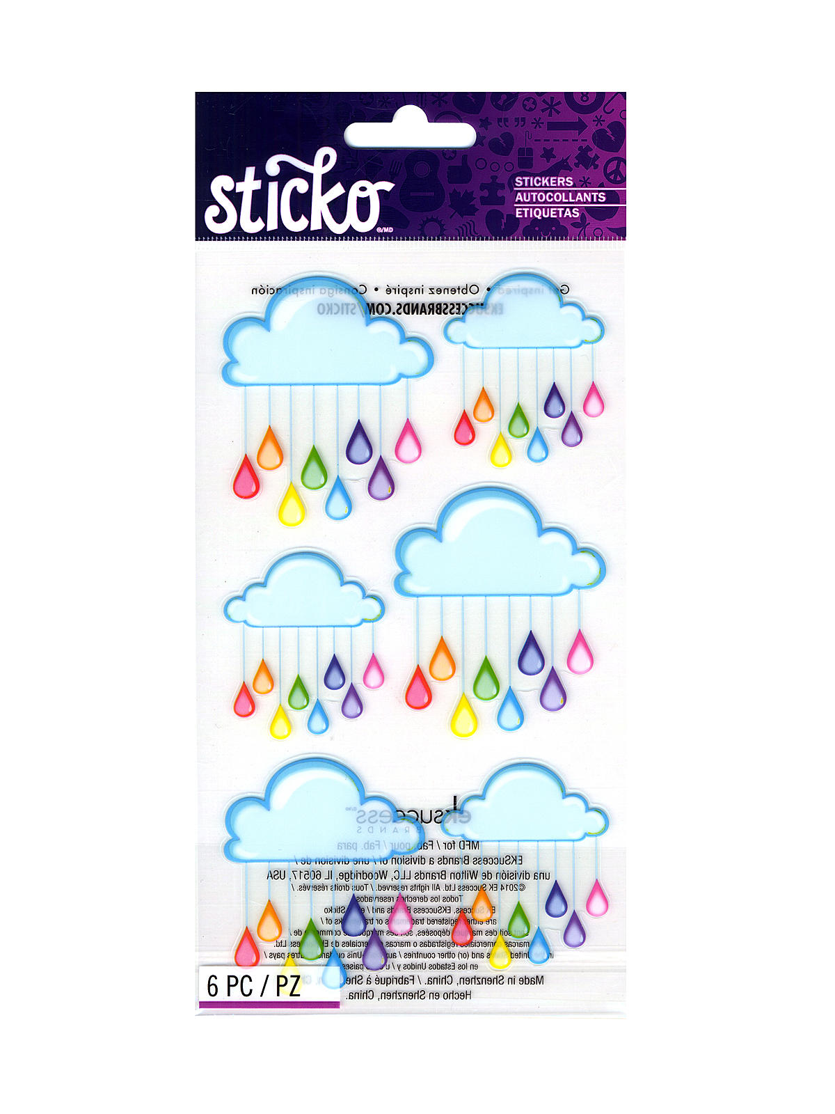 Classic Stickers rainbow clouds 6 pieces