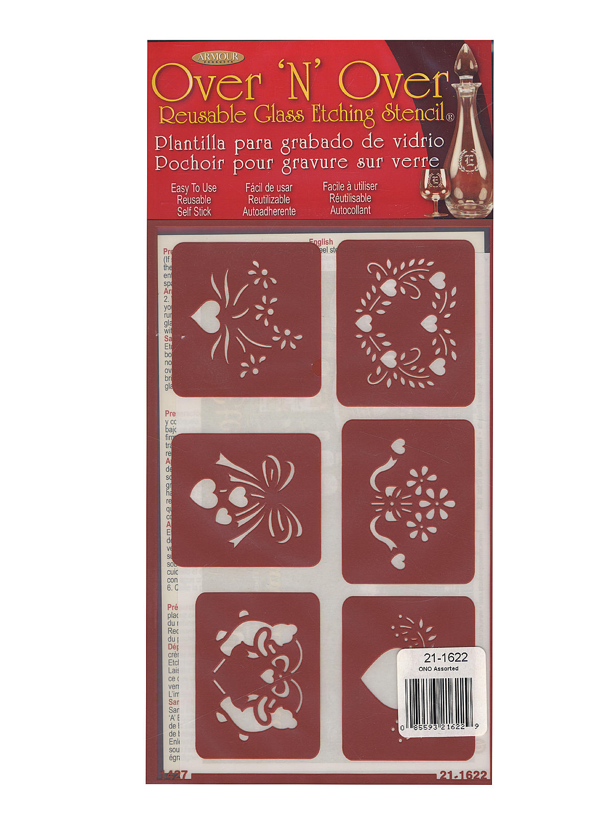 Over'n'Over Re-usable Glass Etching Stencils Assorted Each