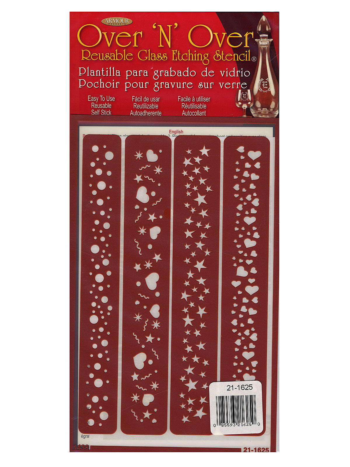 Over'n'Over Re-usable Glass Etching Stencils sparkle borders each