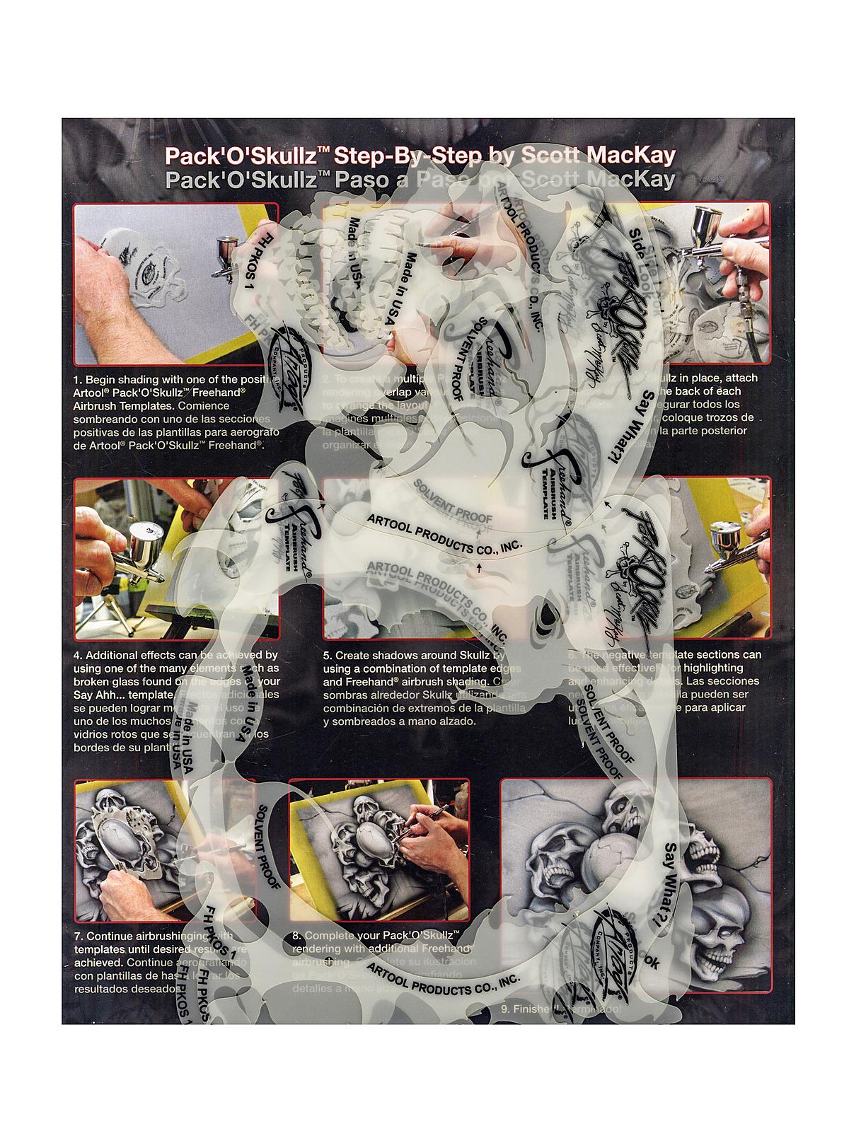 Pack of Skulls Freehand Airbrush Templates PKOS1 set of 3