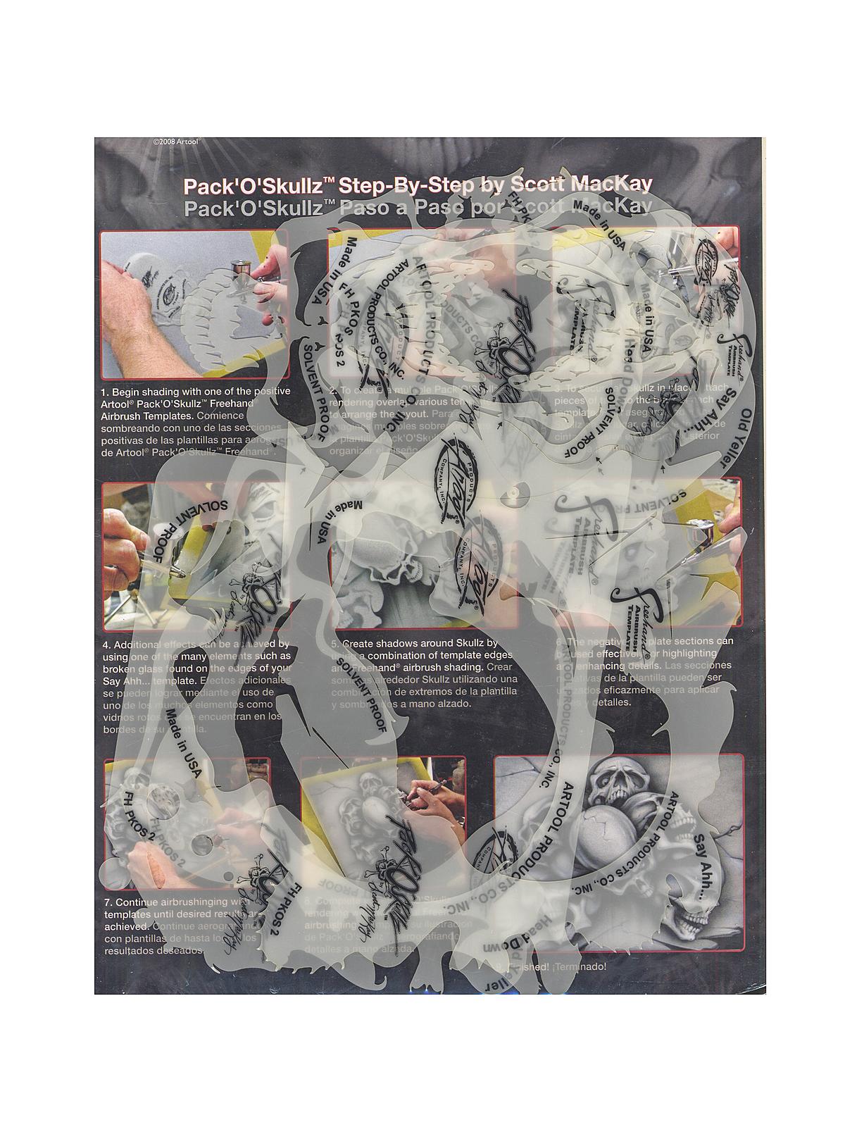 Pack of Skulls Freehand Airbrush Templates PKOS2 set of 3