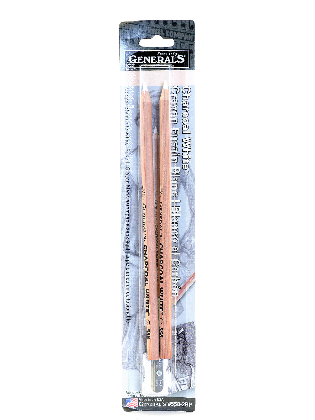 558 Series White Charcoal Pencil Pack Of 2 With Sharpener