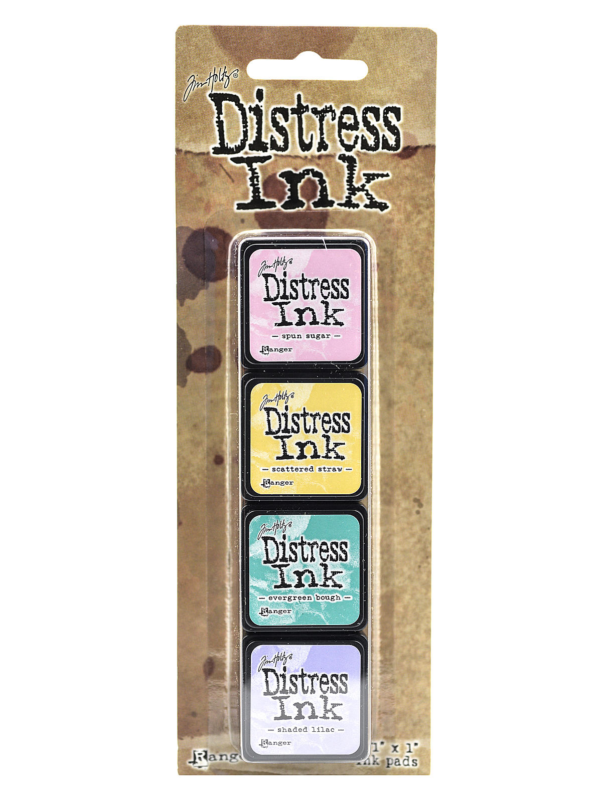 Tim Holtz Mini Distress Ink Pads Kit #4 1 In. X 1 In. Set Of 4 Colors
