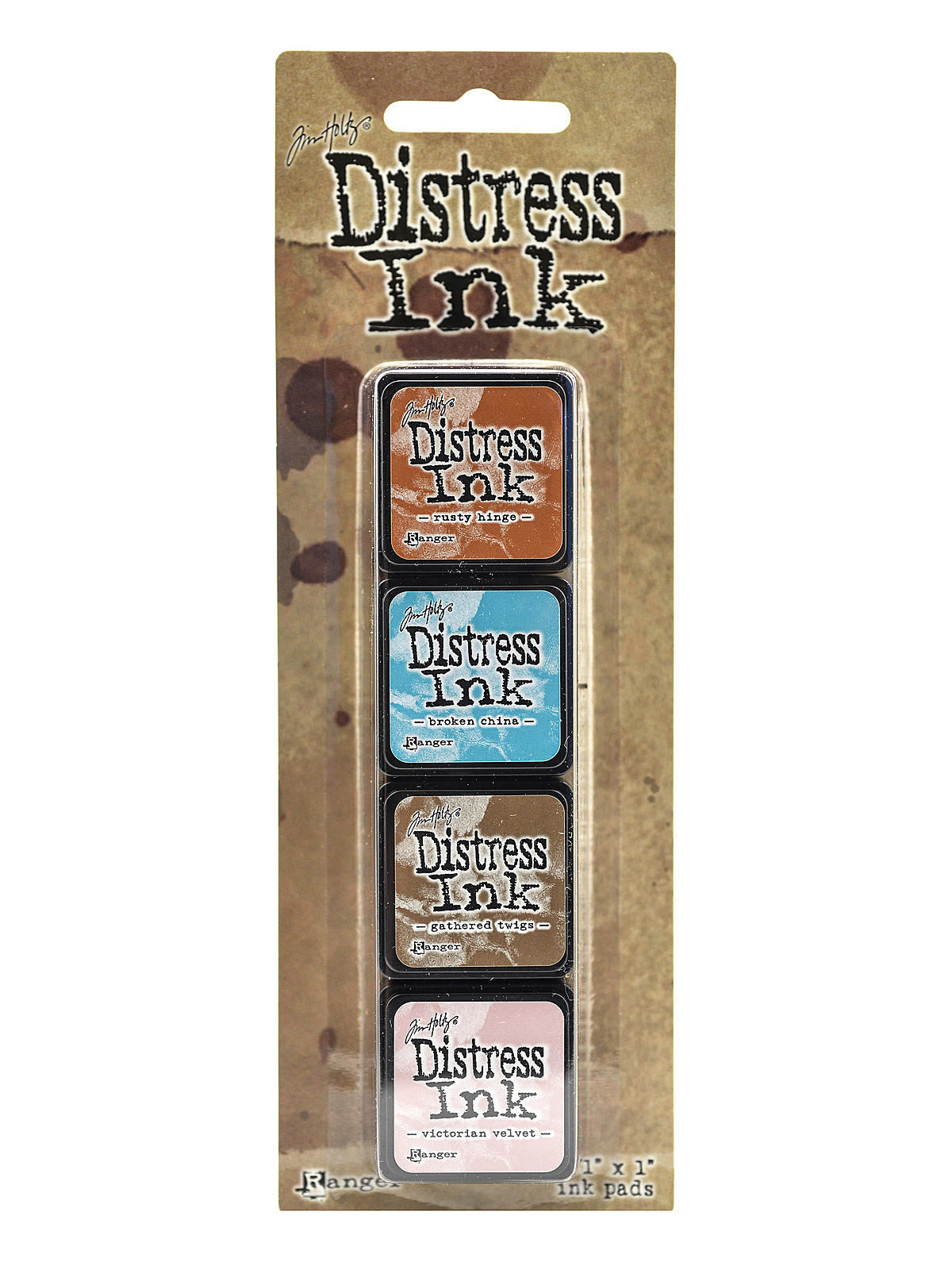 Tim Holtz Mini Distress Ink Pads kit #6 1 in. x 1 in. set of 4 colors