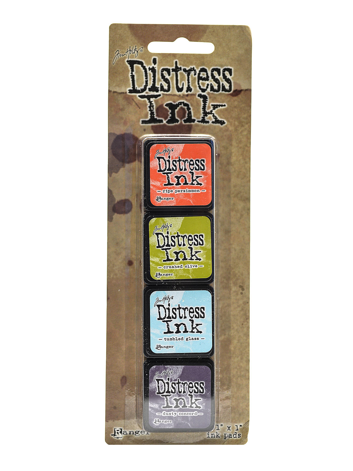 Tim Holtz Mini Distress Ink Pads kit #8 1 in. x 1 in. set of 4 colors