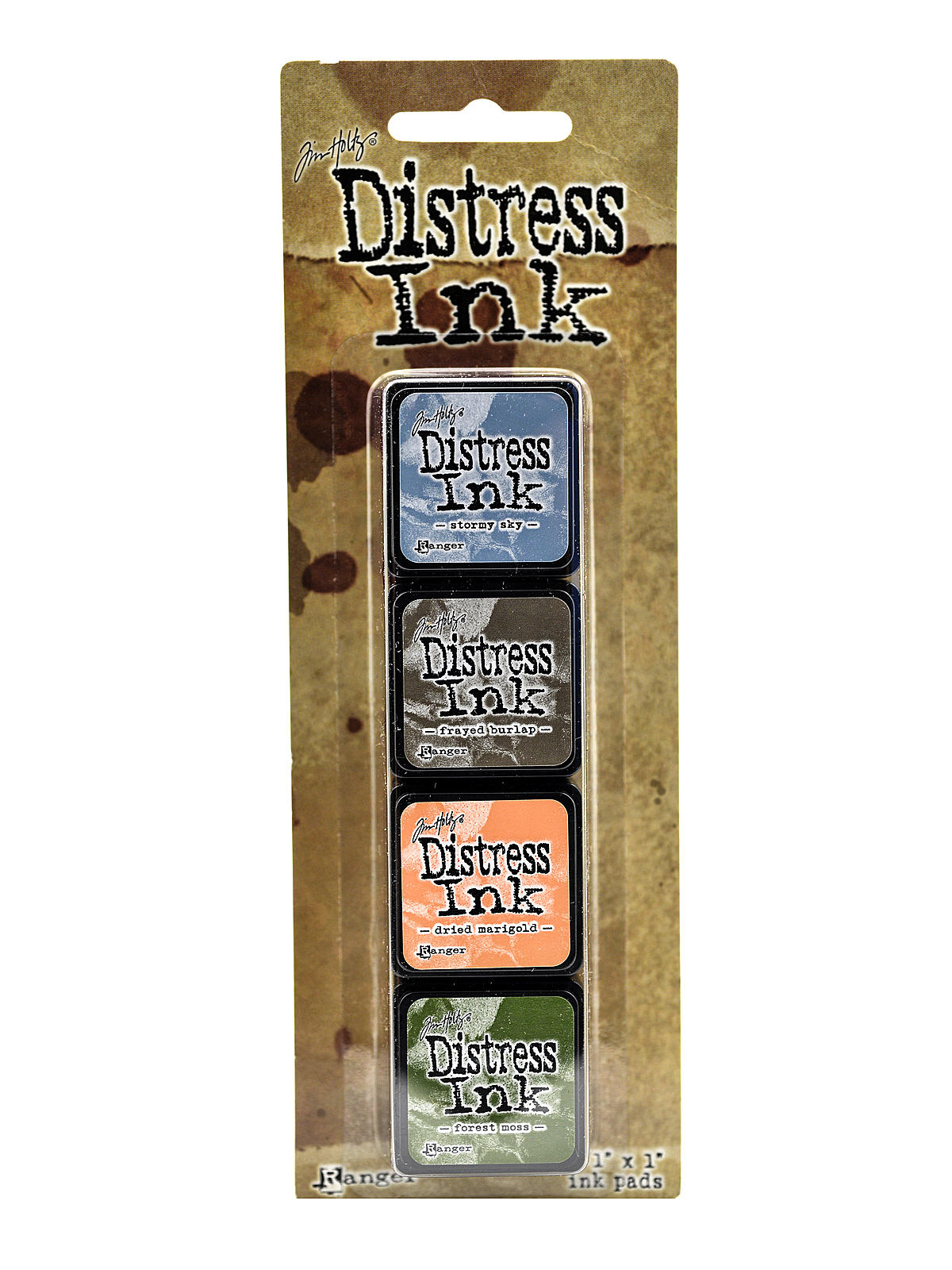 Tim Holtz Mini Distress Ink Pads kit #9 1 in. x 1 in. set of 4 colors