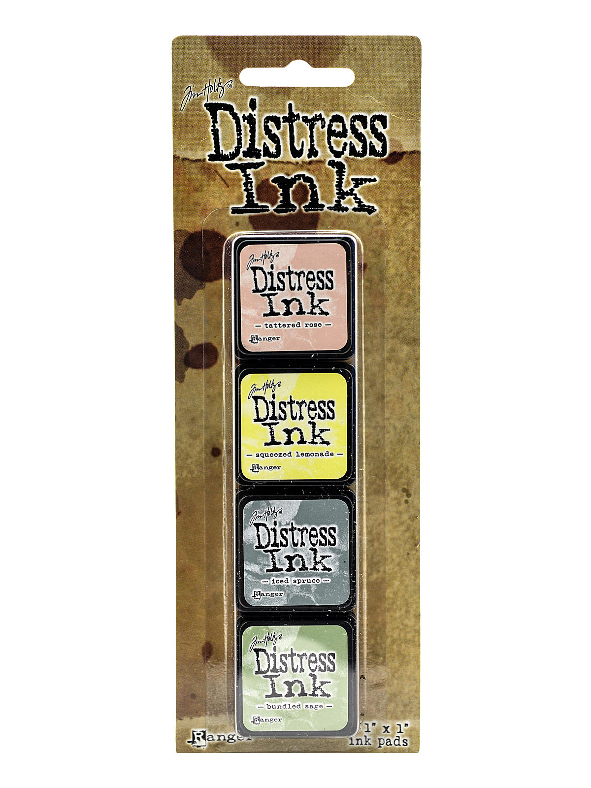 Tim Holtz Mini Distress Ink Pads kit #10 1 in. x 1 in. set of 4 colors