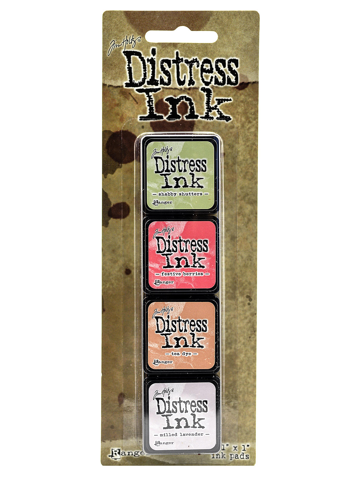 Tim Holtz Mini Distress Ink Pads kit #11 1 in. x 1 in. set of 4 colors