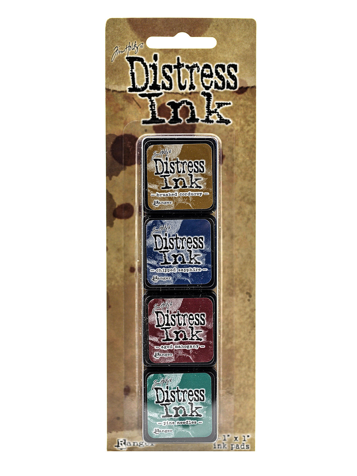Tim Holtz Mini Distress Ink Pads kit #12 1 in. x 1 in. set of 4 colors