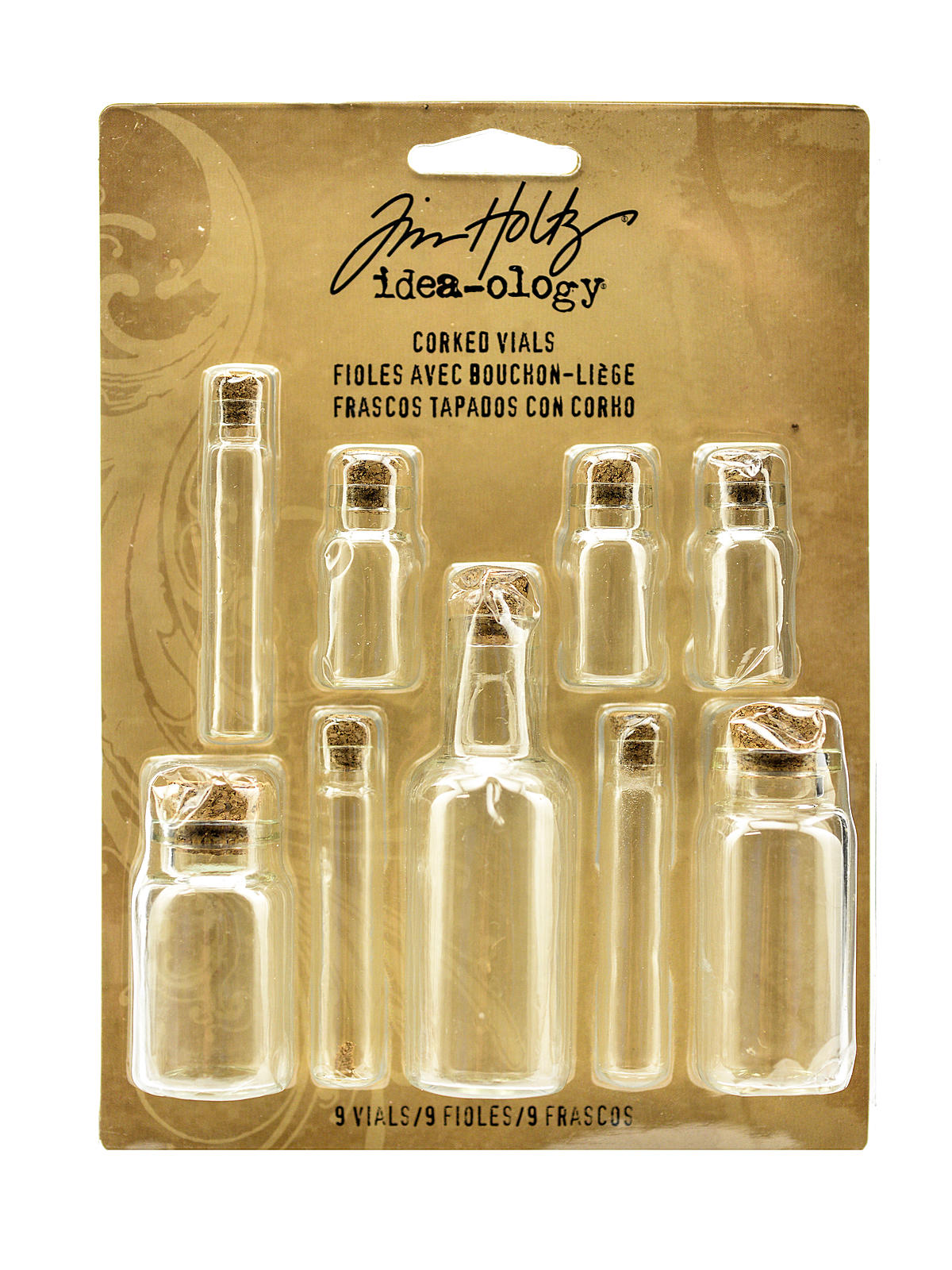 Idea-ology Findings Corked Glass Vials Pack Of 9 Assorted