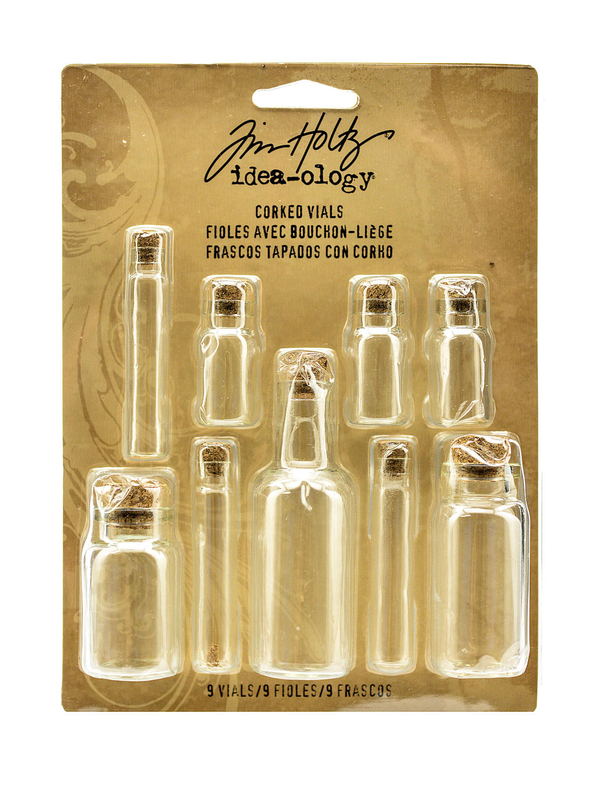 Idea-ology Findings corked glass vials pack of 9 assorted