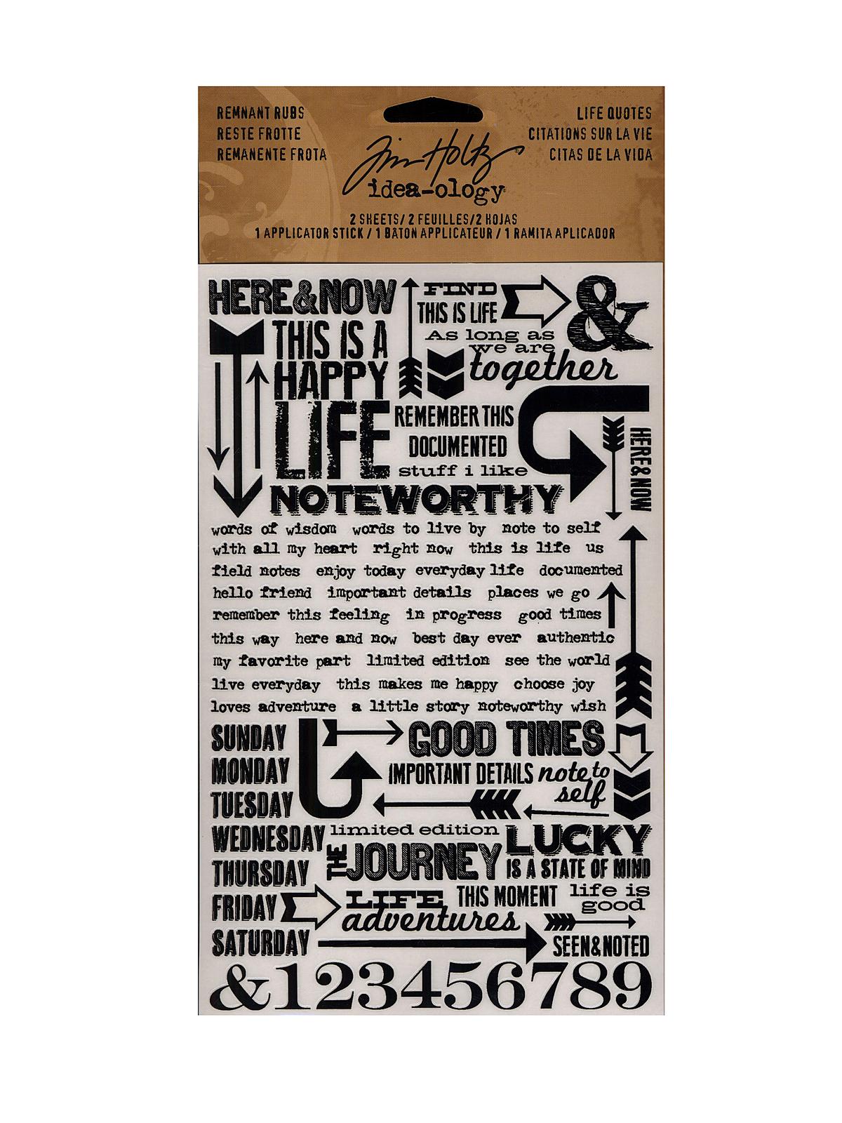 Idea-ology Paperie Remnant Rubs - Life Quotes 2 Sheets