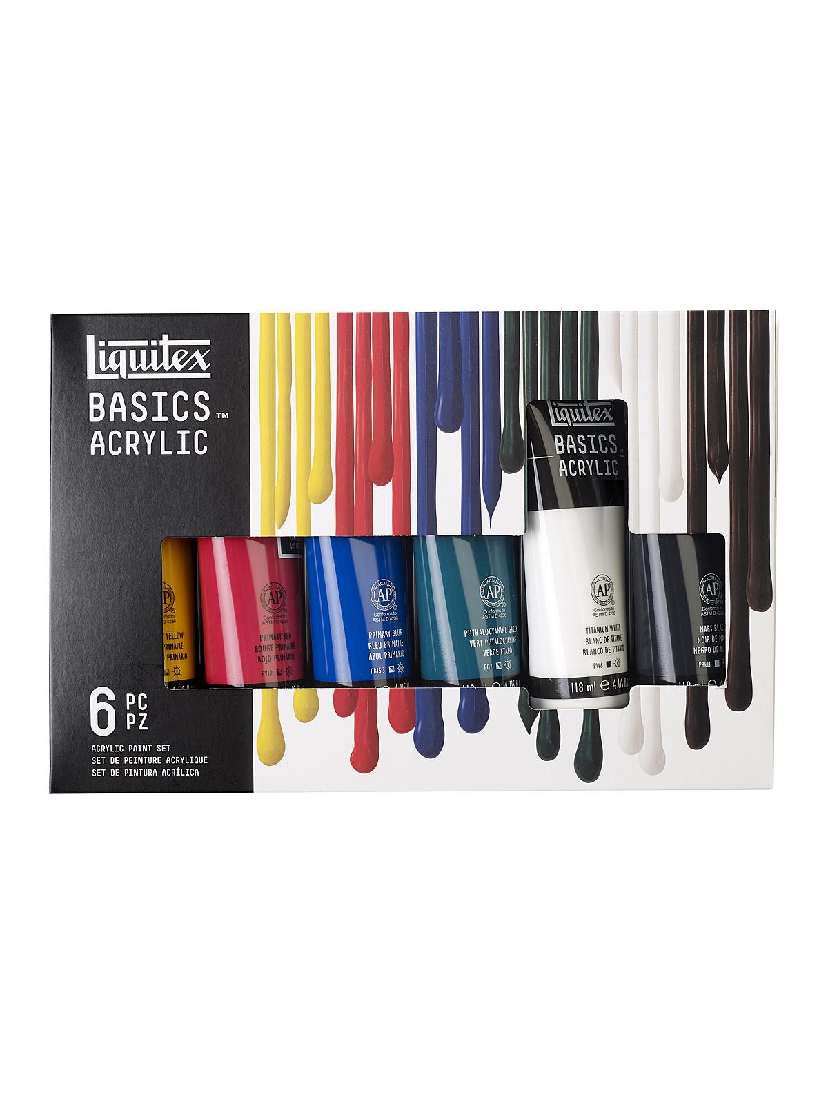 Basics Acrylic Sets 6 x 118ml tube set of 6