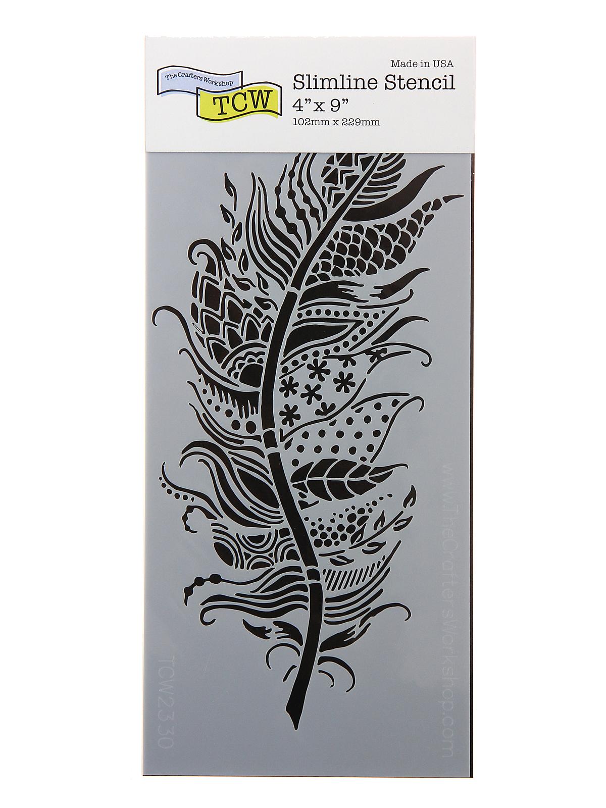 Slimline Stencils 4 in. x 9 in. patchwork feather