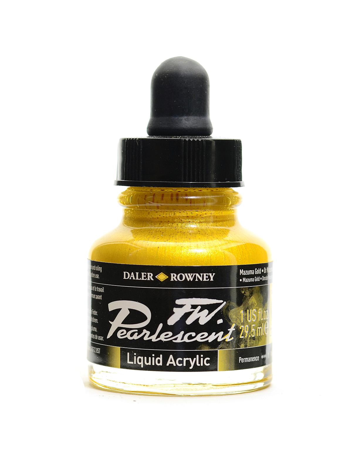FW Pearlescent and Shimmering Liquid Acrylic mazuma gold 1 oz.