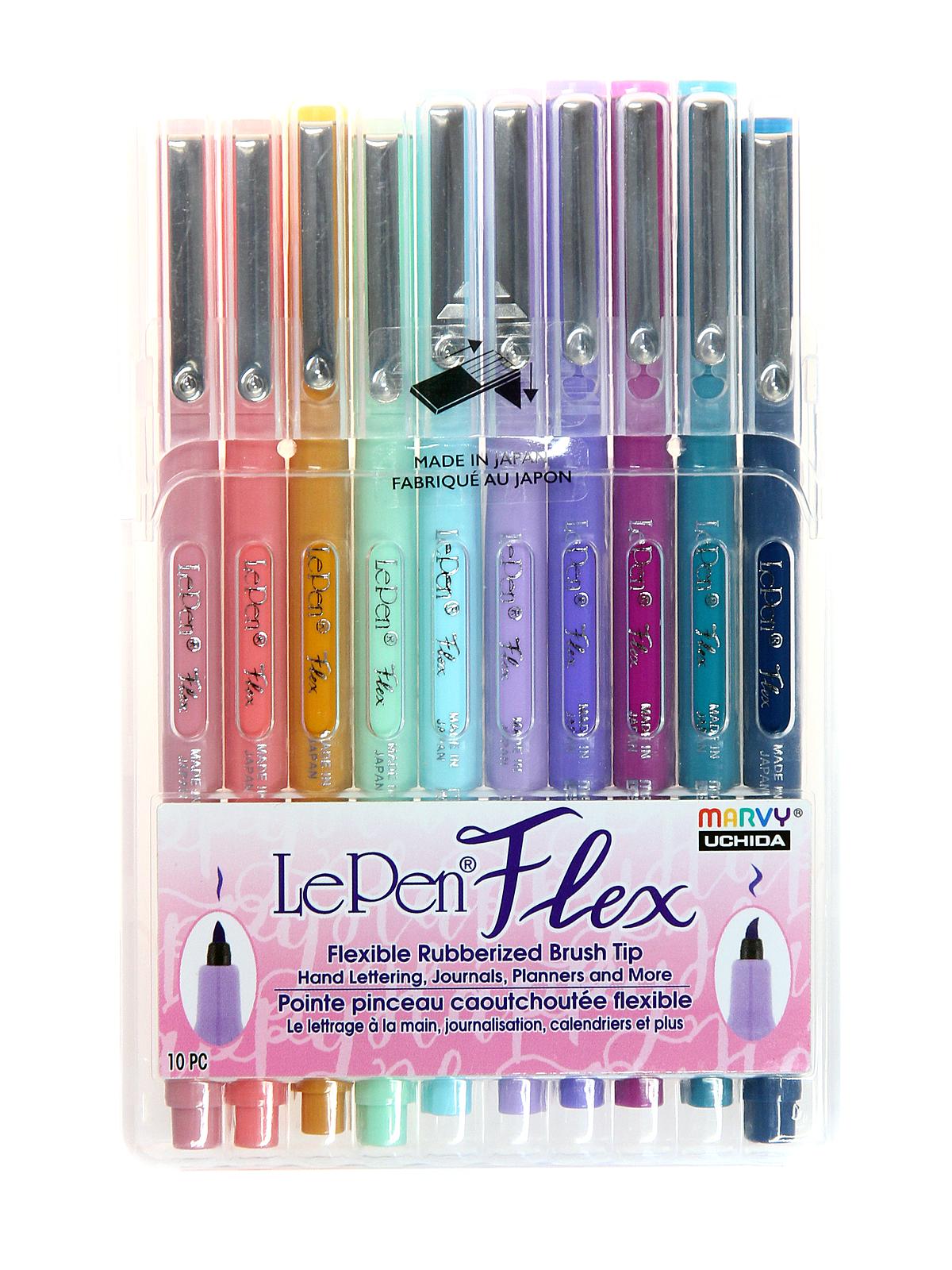 Le Pen Flex Pens Brush Point Pastel Set Of 10