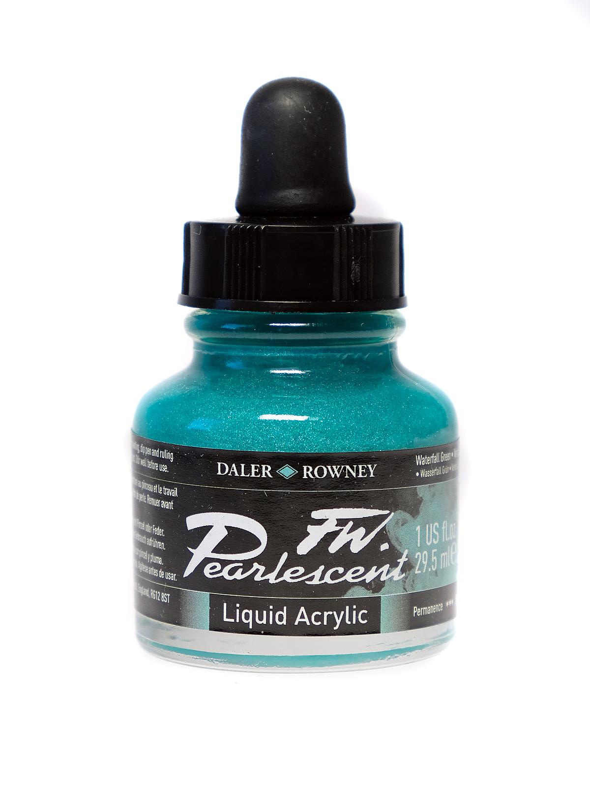 FW Pearlescent and Shimmering Liquid Acrylic waterfall green 1 oz.