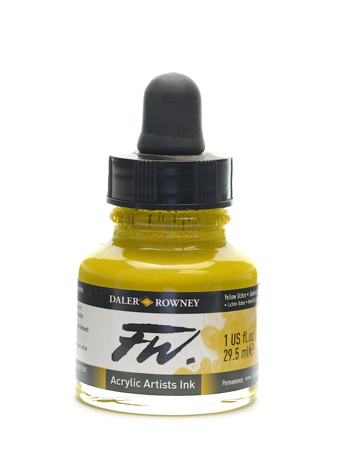 FW Artists' Ink yellow ochre 1 oz.