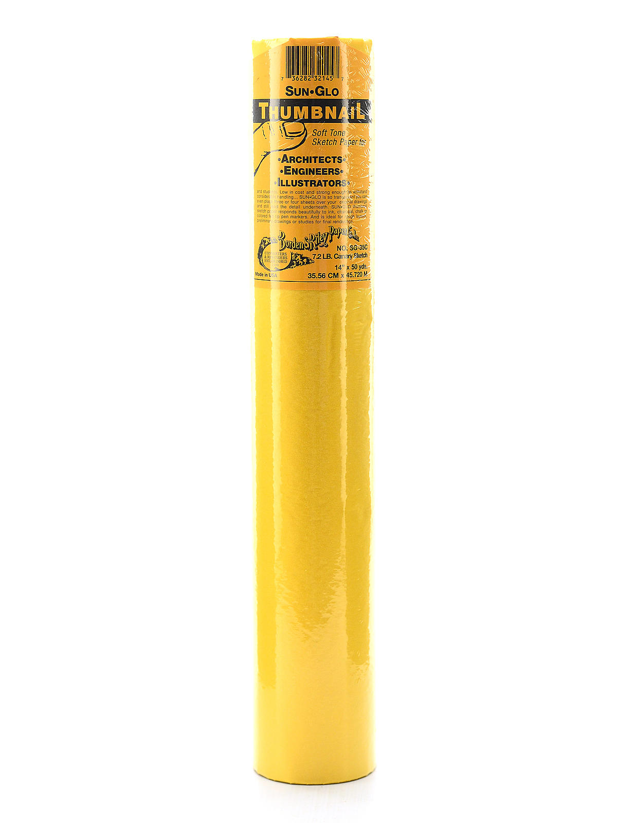 Sun-Glo Thumbnail Sketch Paper Rolls canary 8 lb. 14 in. x 50 yd. roll