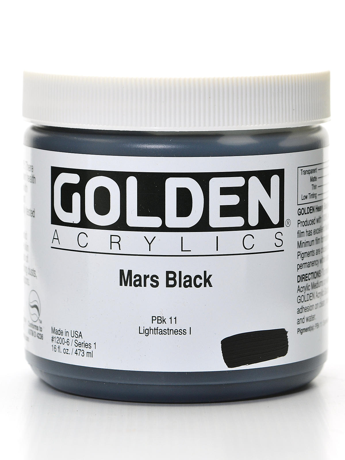 Heavy Body Acrylics mars black 16 oz.