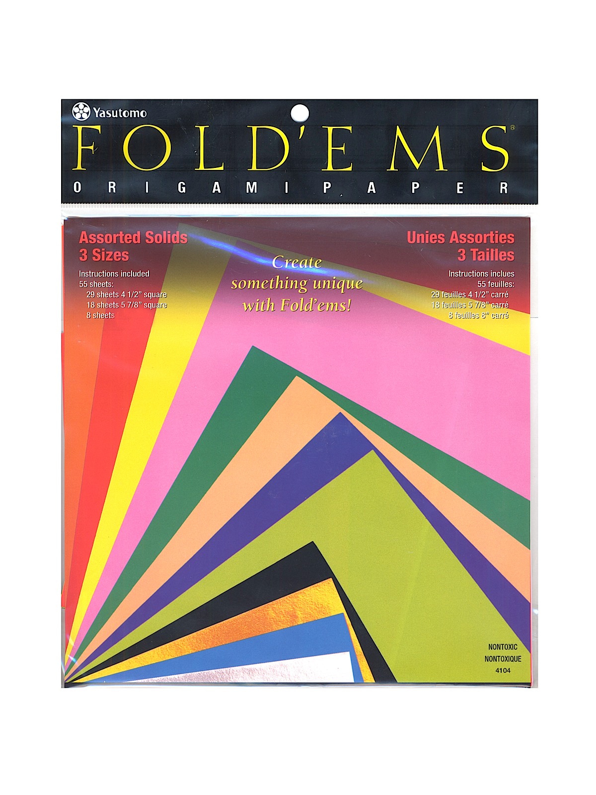 Fold'ems Origami Paper, Assorted Solids pack of 55 4104