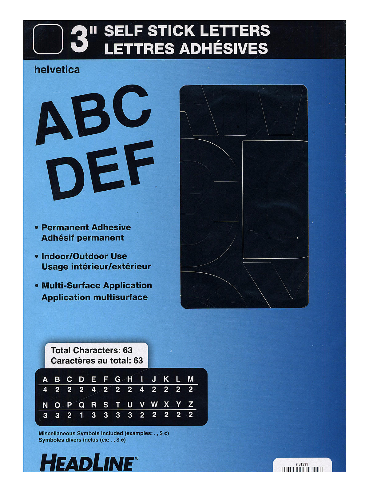 Black Vinyl Stick-On Letters or Numbers 3 in. Helvetica capitals