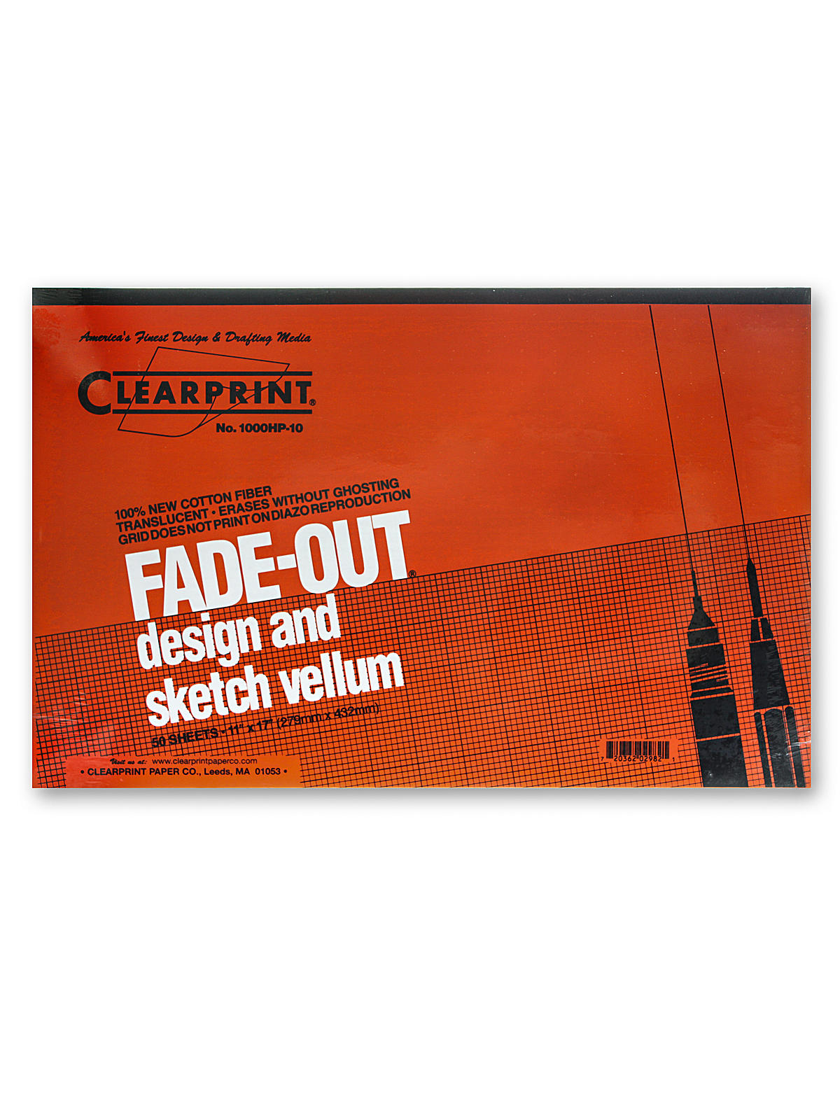 Fade-out Design And Sketch Vellum - Grid Pad 10 X 10 11 In. X 17 In. Pad Of 50