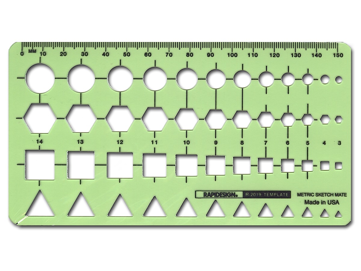 General Purpose Drafting And Design Templates Metric Sketch Mate Circle, Hex, Square, Triangle