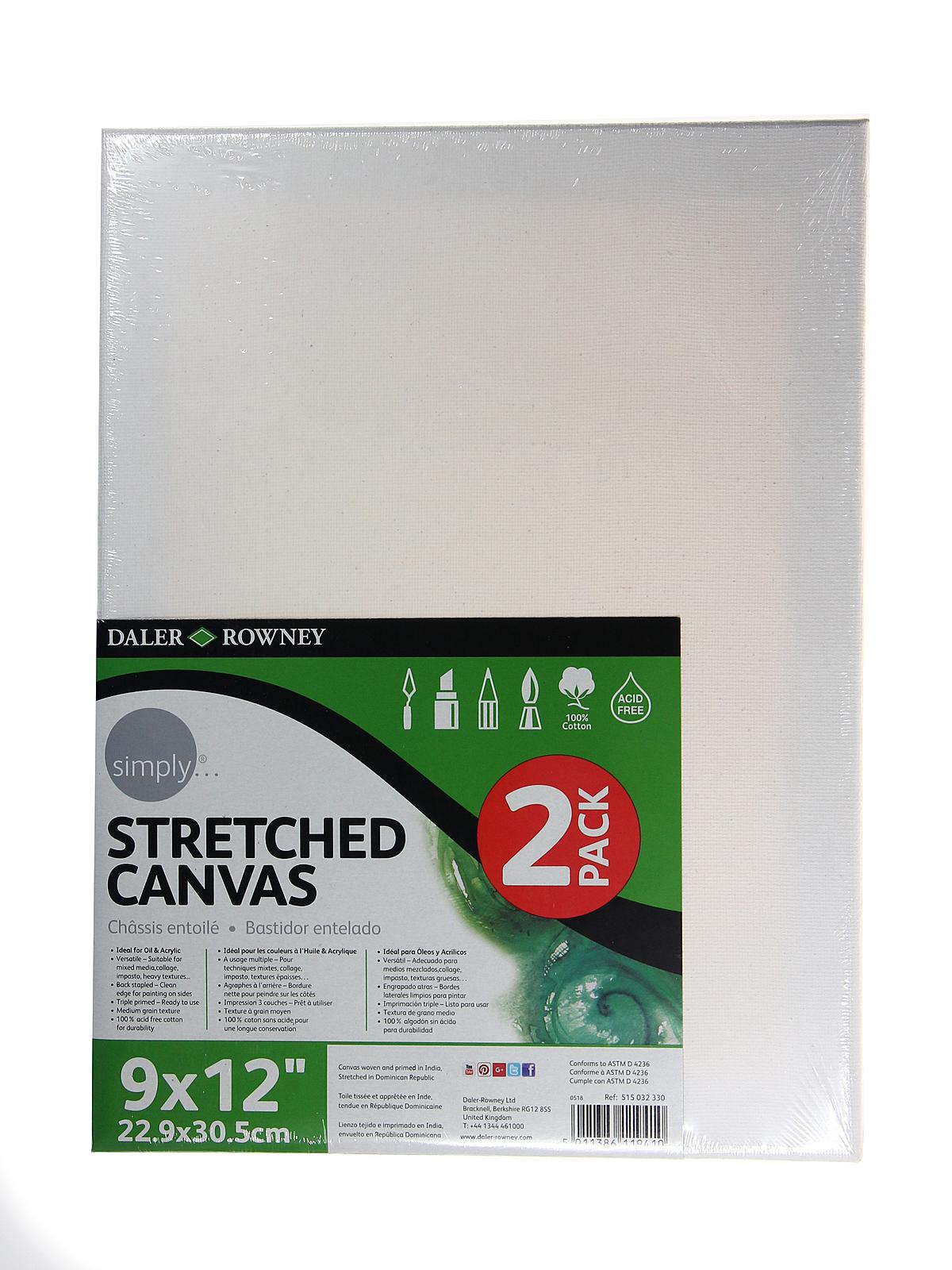 Simply Stretched Canvas 9 in. x 12 in. pack of 2