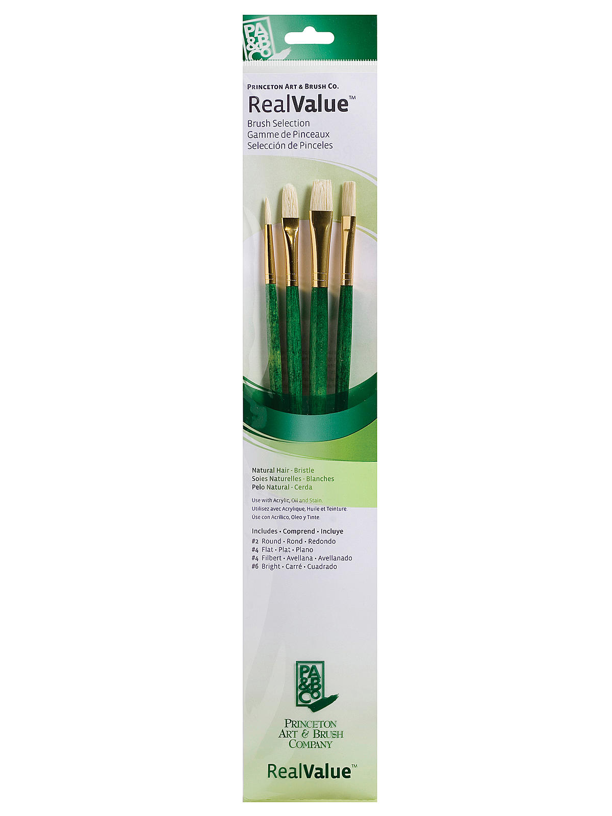 Real Value Series 9000 Green Handled Brush Sets 9118 Set Of 4