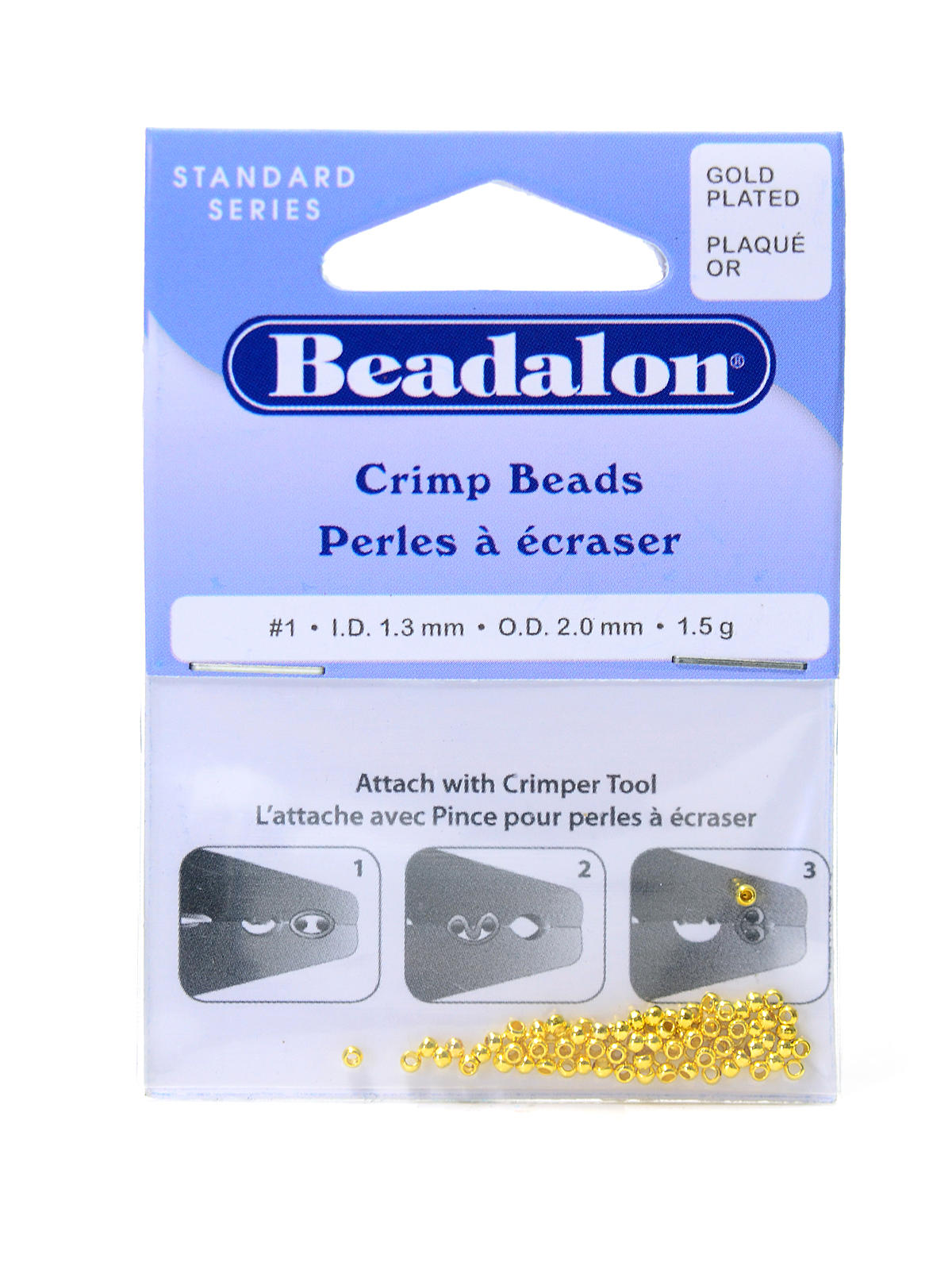Crimp Beads #1 gold pack of 100