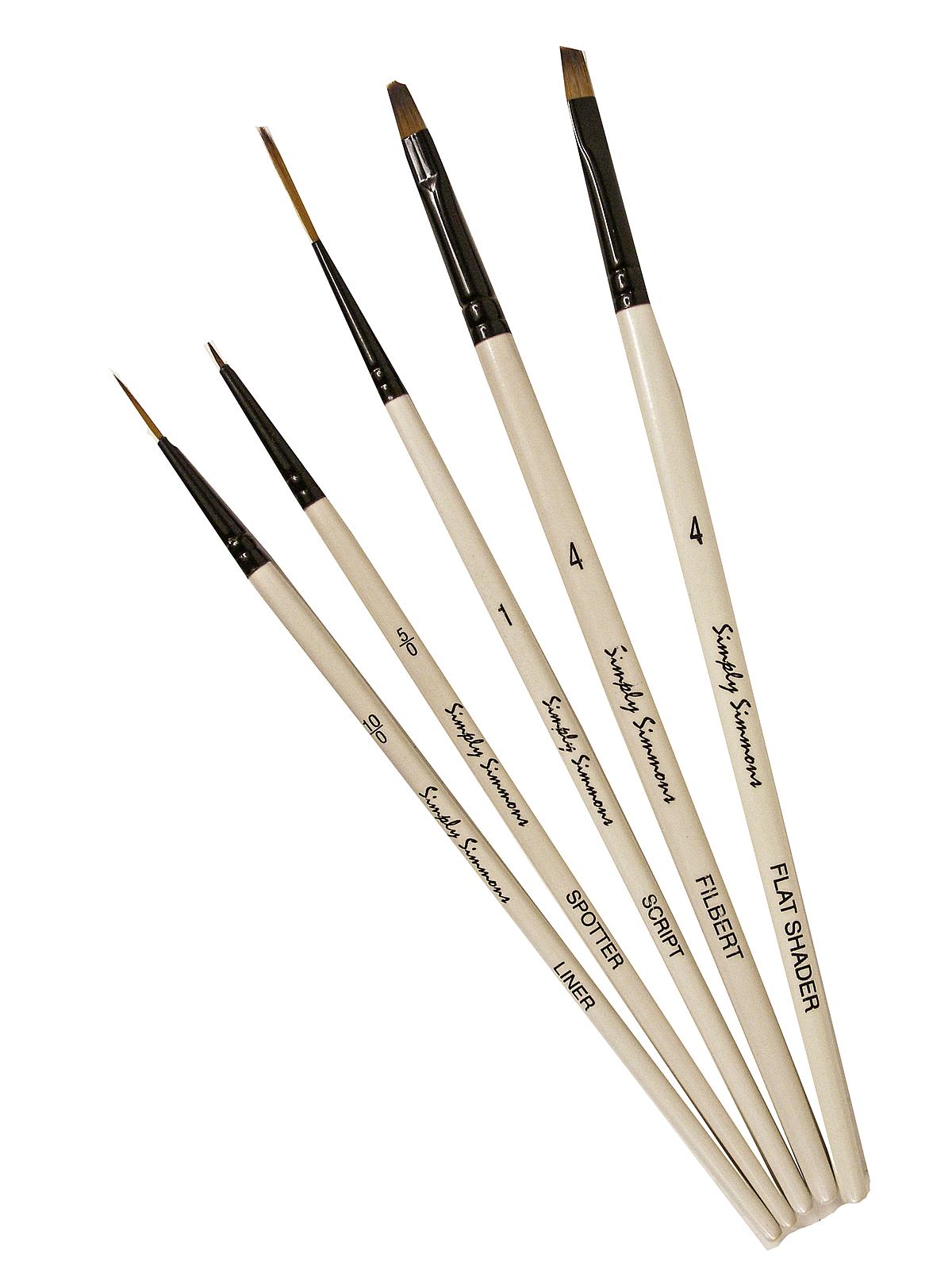 Simply Simmons Short Handle Brush Sets Devilish Detail Set 5-piece