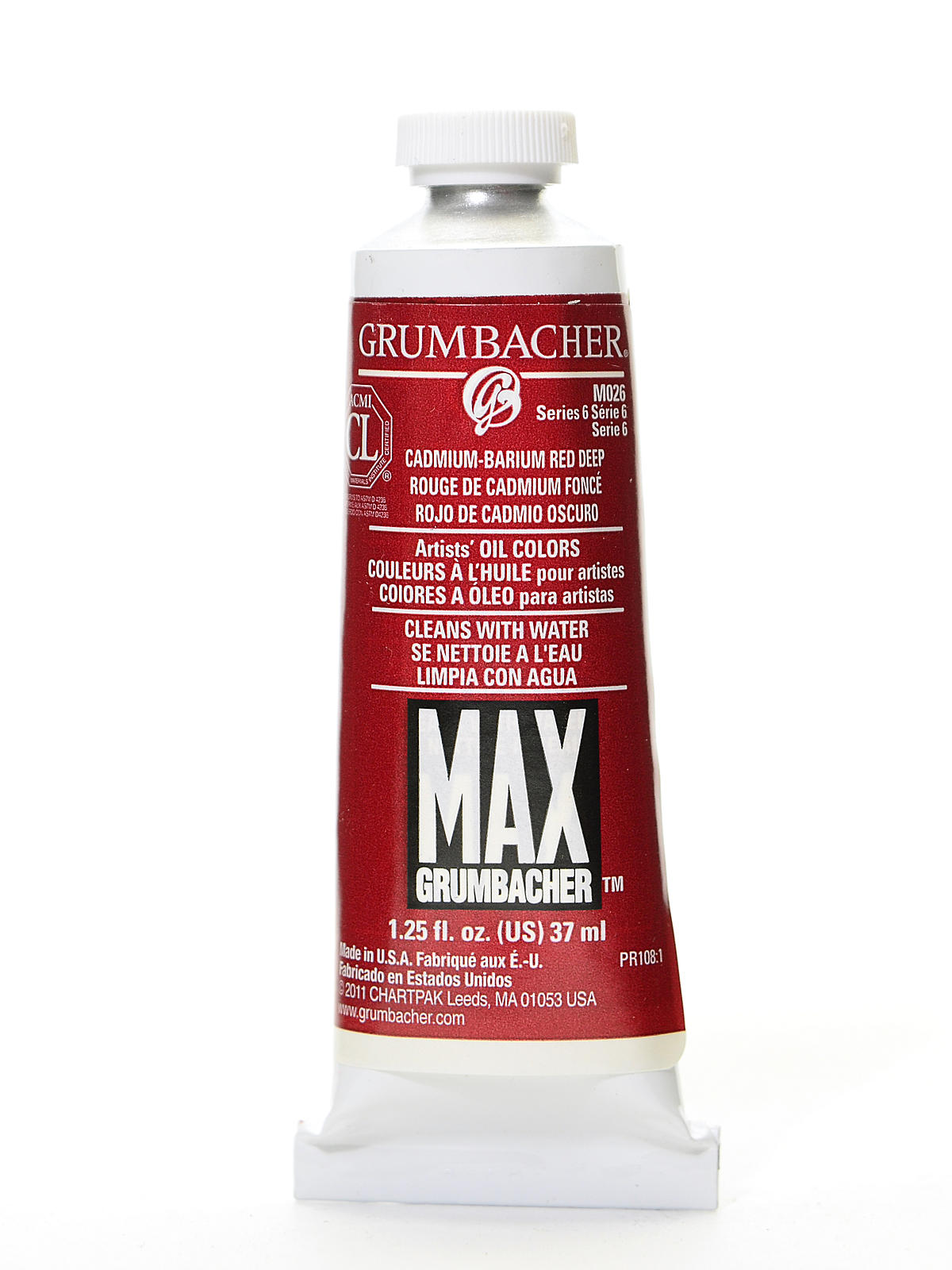 Max Water Miscible Oil Colors cadmium barium red deep 1.25 oz.
