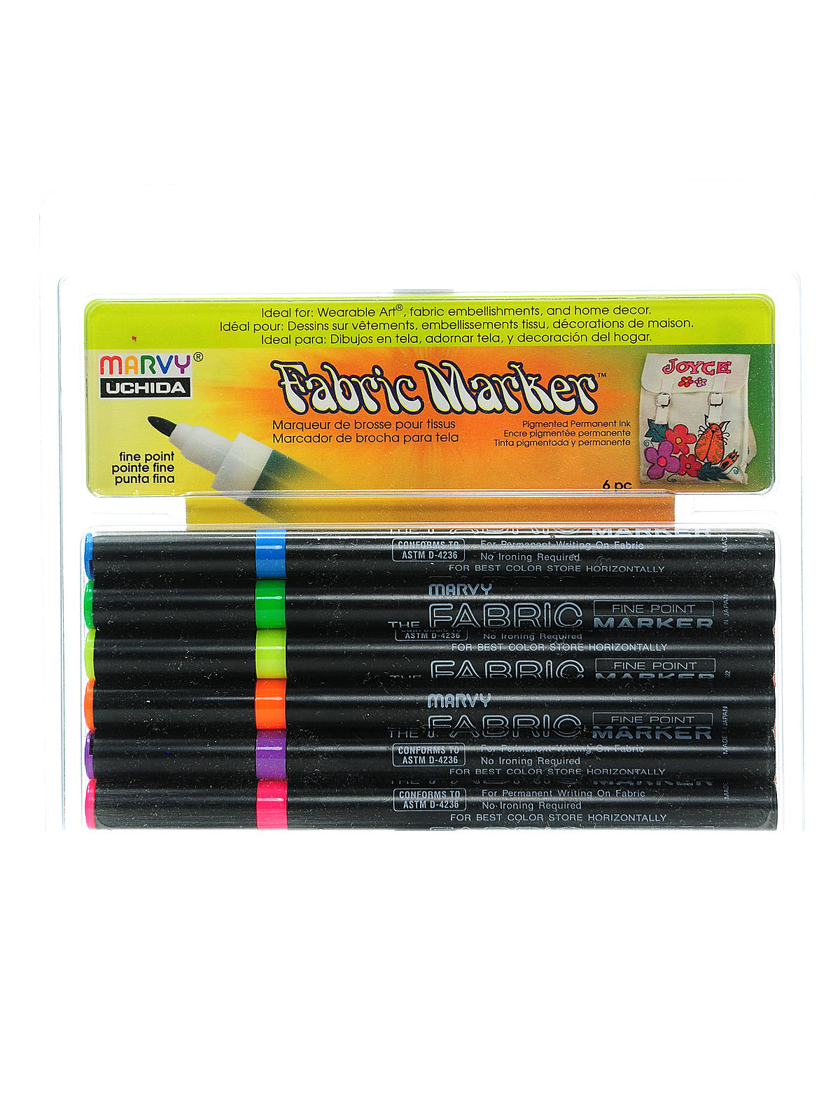 Fabric Marker Sets fluorescent set of 6