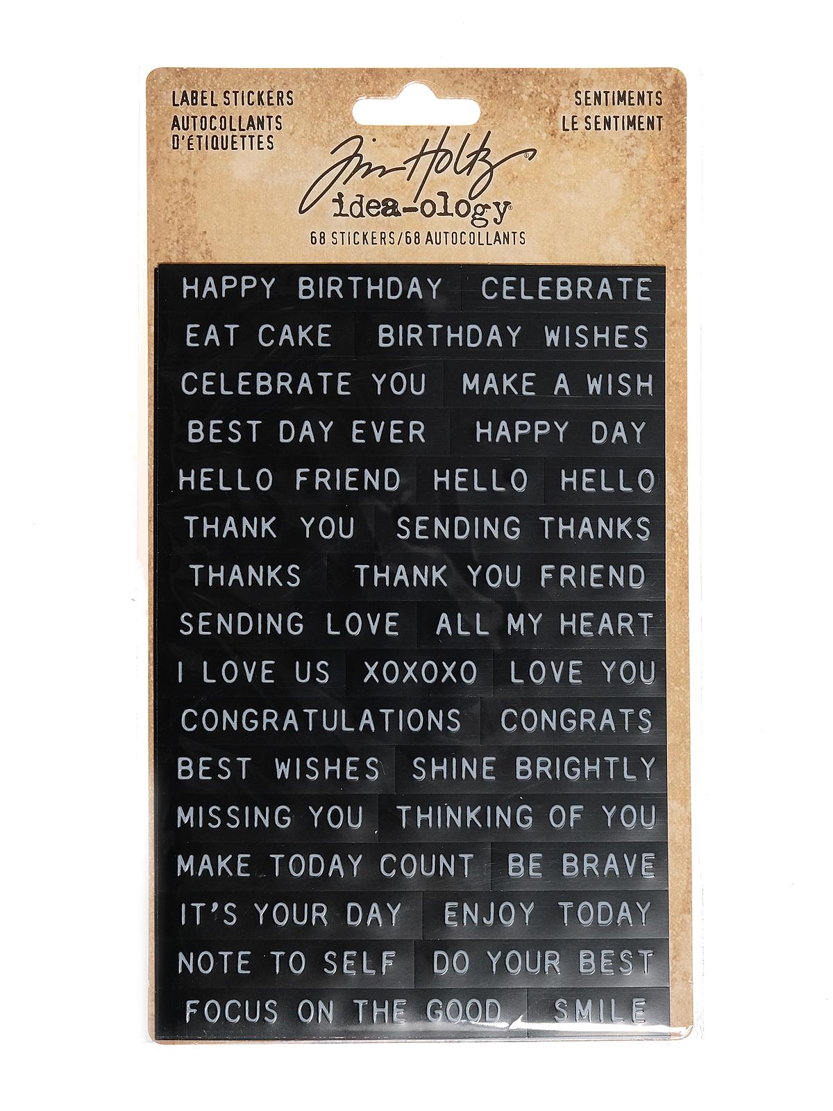 Idea-ology Paperie label stickers sentiments pack of 68